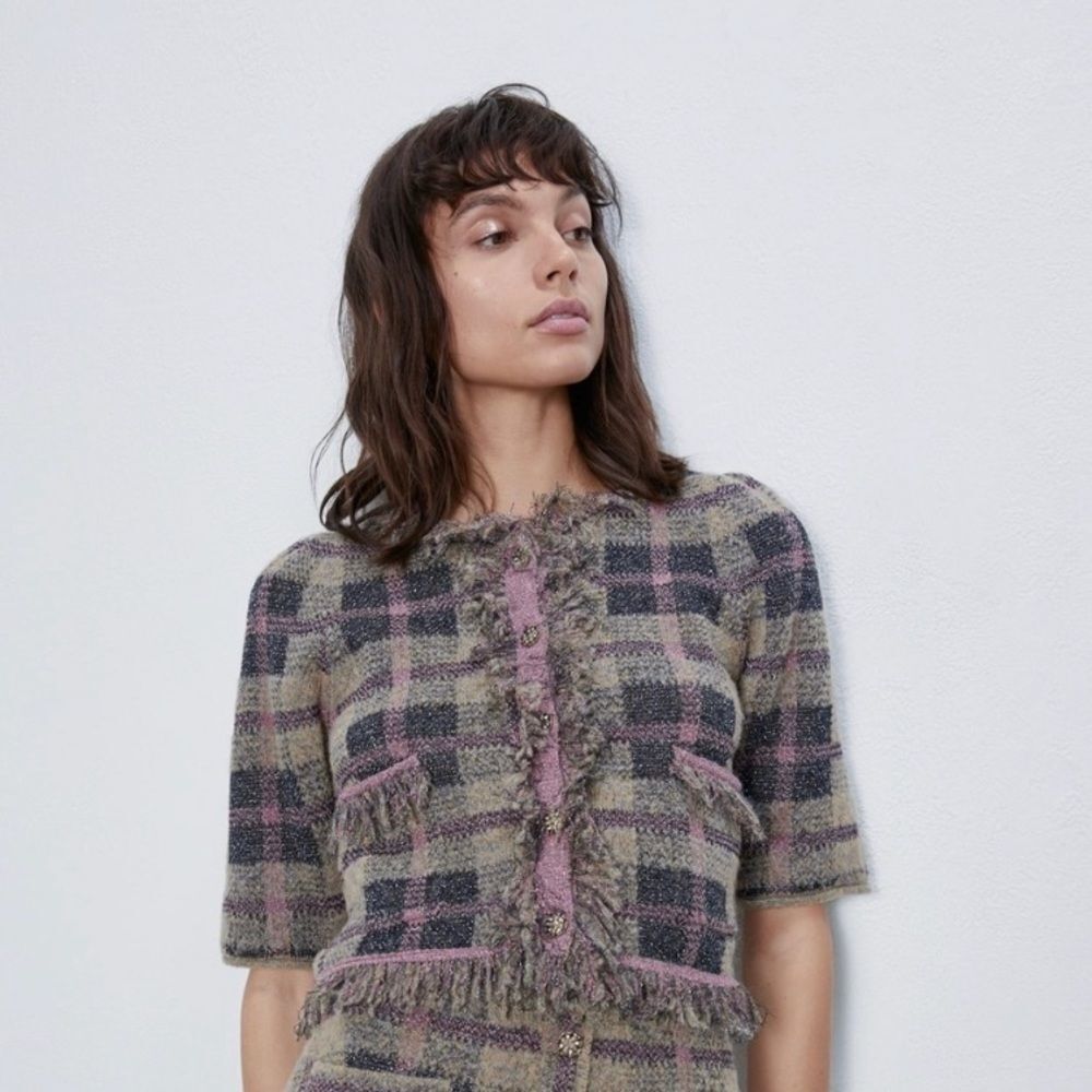 Zara Knit Checkered Jacket​